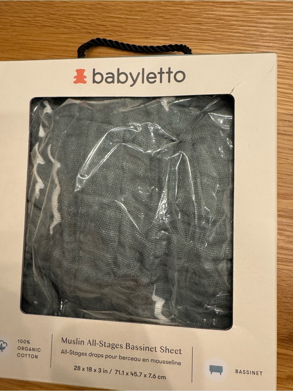 Gray Muslin All-Stages Bassinet Sheet